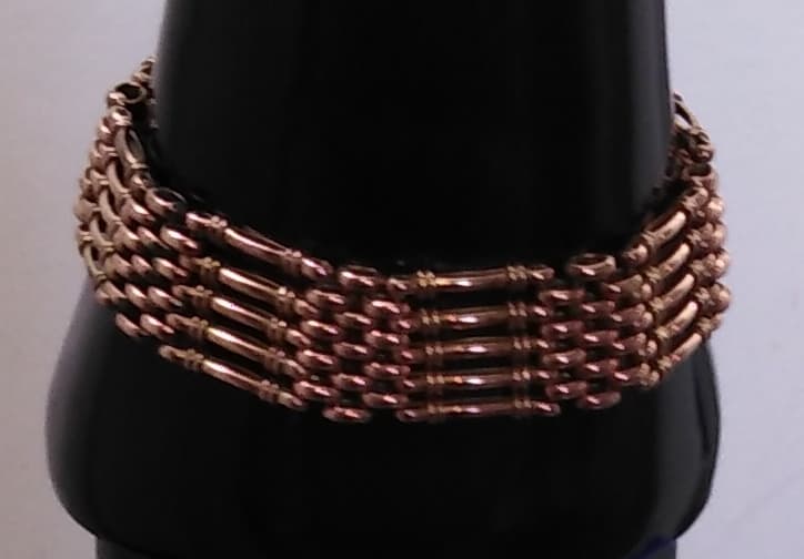 Edwardian 9ct Rose Gold 5 Bar Gate Bracelet